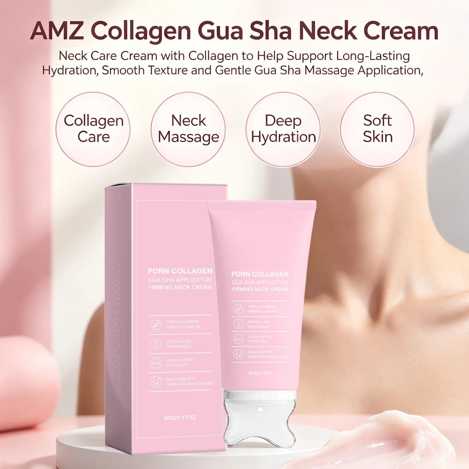 Collagen Firming Neck Cream Nourishing Soften & Tighten Skin Fade Fine Lines Improve Sagging Skin Hydrating Neck Massage Cream