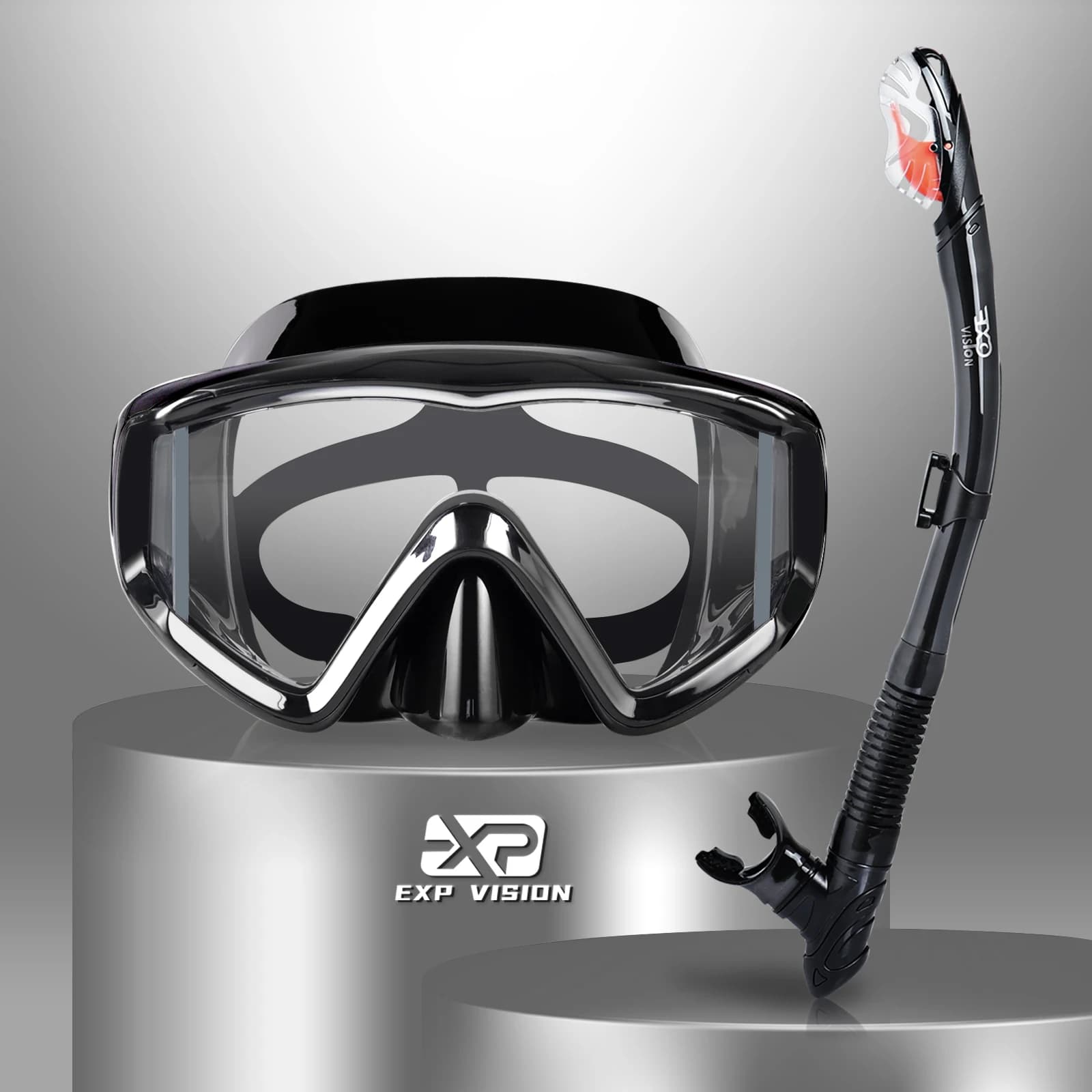 Dry Snorkeling Set, Snorkeling Mask Pano 3 Windows, Snorkeling and Snorkeling Glasses, Adult Snorkeling Mask with PC Lens