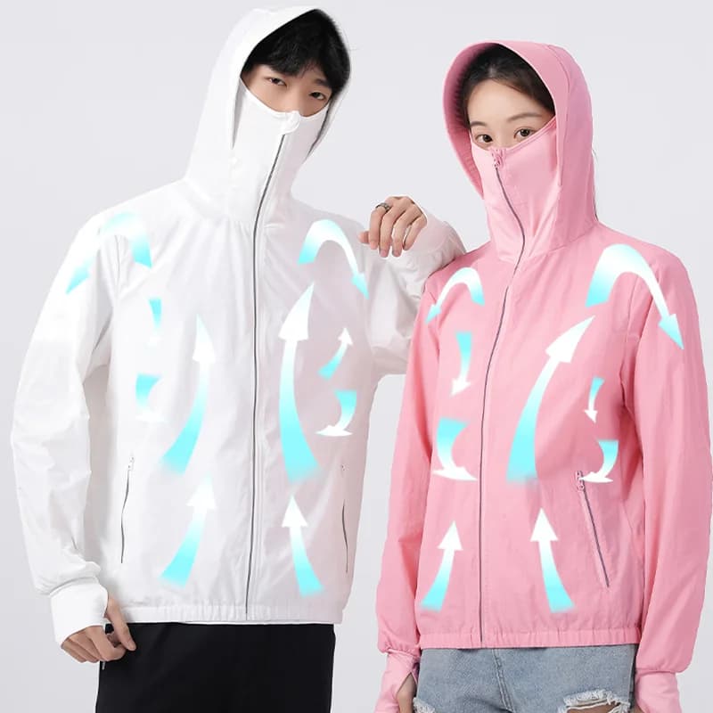 Gilet Estivo con Cappuccio e Ventilatore Integrato per il Raffreddamento, Abbigliamento da Lavoro Traspirante per Esterni che Riduce la Temperatura (Escluso Power Bank)