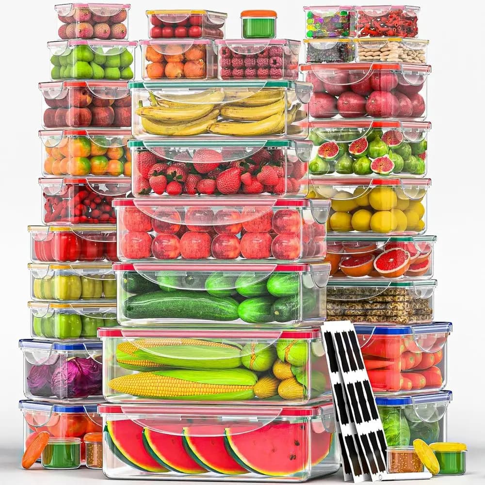 Set of 70 Containers for Food with Airtight Covers - from 2500ML to Small Boxes, Total 22812 ML, Kitchen Impilable Bowl Set (35 Containers)