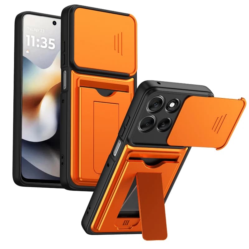 Solid Color Wallet Card Slot Bracket Phone Case For Motorola Moto G96 G86 G85 G67 G57 G56 Power Edge 70 60 Pro 50 Fusion Cover