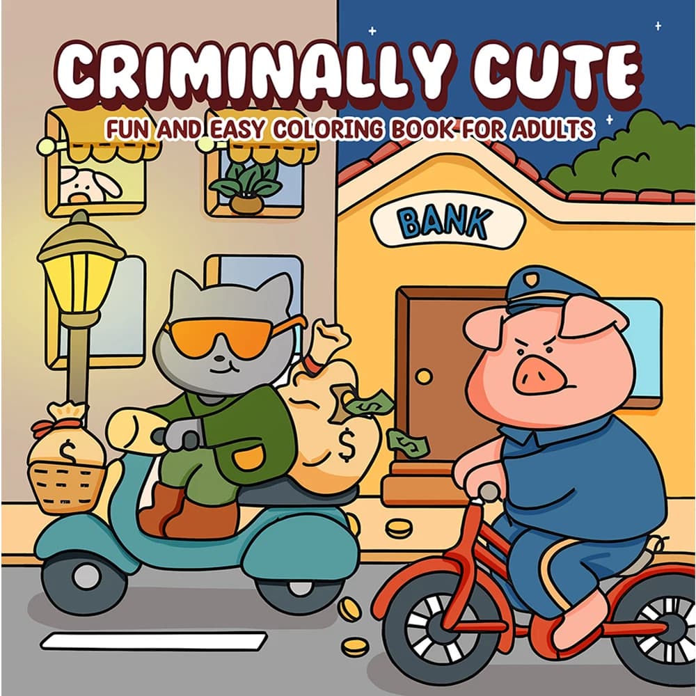 CRIMINALLY CUTE Fun And Easy Coloring Book for Adults, Various Cute Crime Scene Scene Sketch Patterns, Relaxation Drawing Book