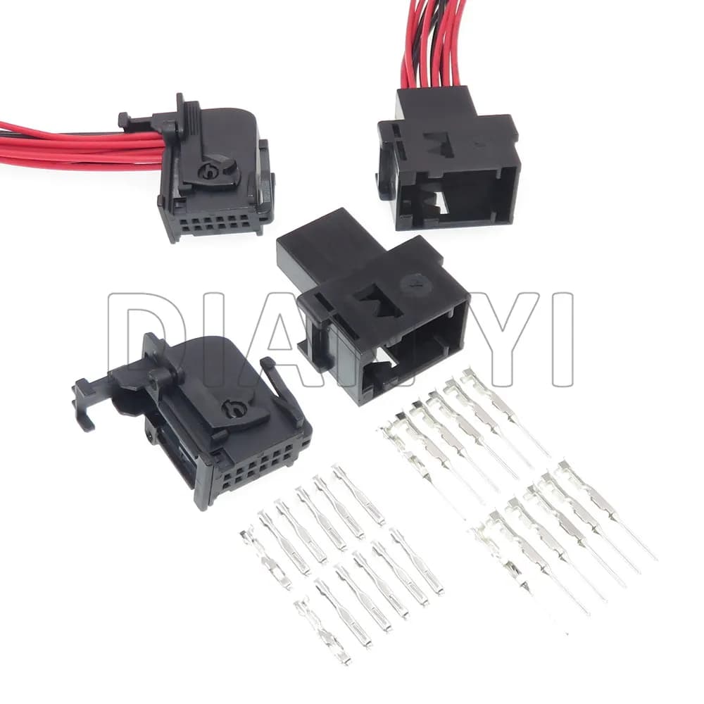 Set di 12 Connettori Maschio-Femmina Non Sigillati Serie 0.6 1379096-3, Spina per Cavo Elettrico Amplificatore Auto, Assemblaggio AC per VW Porsche