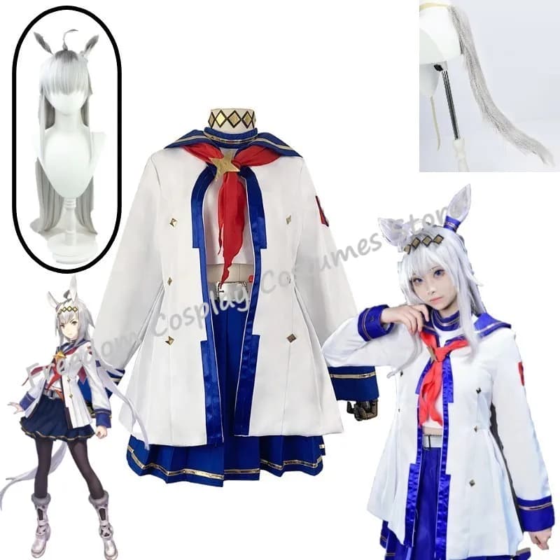 Game Umamusume: Pretty Derby Oguri Cap Costume Cosplay Wig White Coda Uniform sailor Gonna Coat Woman Beautiful dress of All Saints