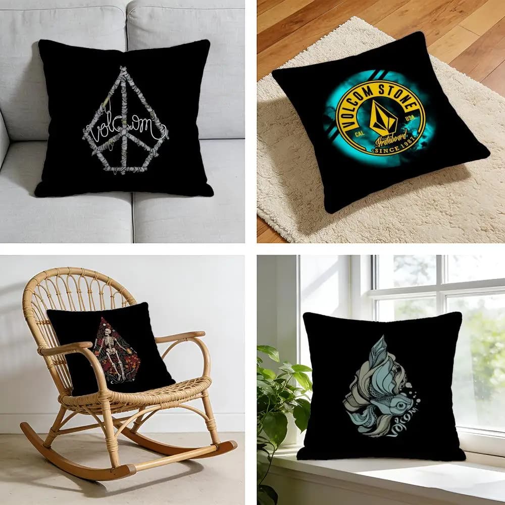 Pillow sheet with V-Volcom logo, short plush pillowcase for bed, sofa, car, washable