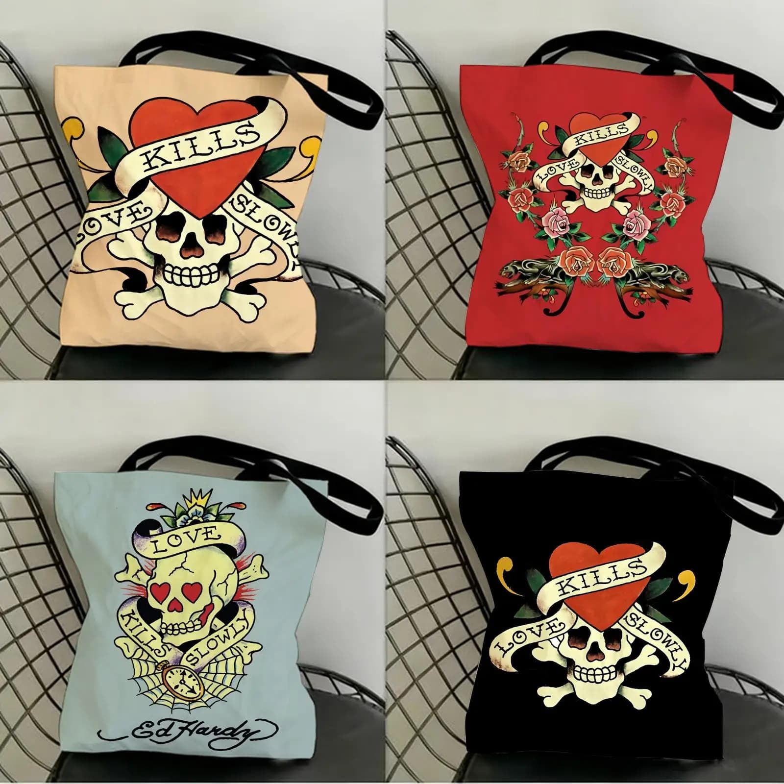 Borse portaoggetti Fashion e-EdS H-HardyS in tela con stampa fronte-retro, borsa a tracolla alla moda, borsa per la spesa, regalo, borse ecologiche