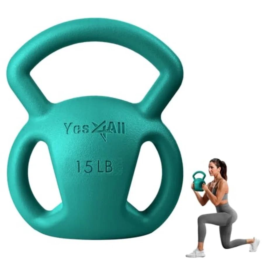 Kettlebell da palestra per allenamento di forza per donne, in ghisa con rivestimento epossidico nero, impugnatura larga multisensoriale testurizzata, 525 libbre, singolo.