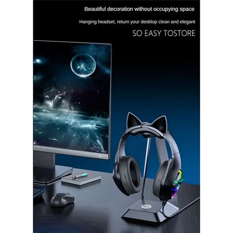 [N11R} Headphone Holder Headphone Headphones for All Players Headphone Accessories for PC Game Support for Laptop Headphones, Pink