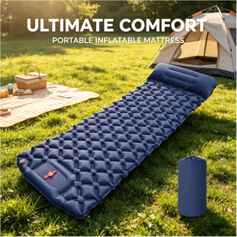 Inflatable Ultralight Sleeping Pad Built-in Pump Comfort Air Mattress With Pillow For Outdoor Travel Camping Hiking Rest