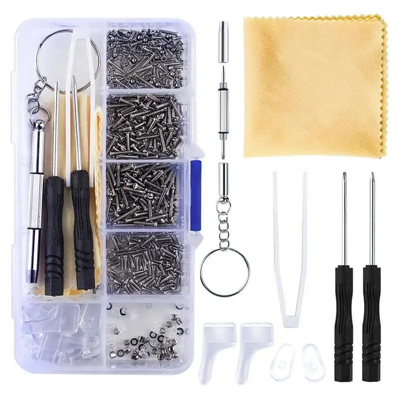 New·500Pcs/set Eyeglasses Sunglass Repair Tools Include Screws Nose Pads Screwdriver Nuts Optical Parts Assorted