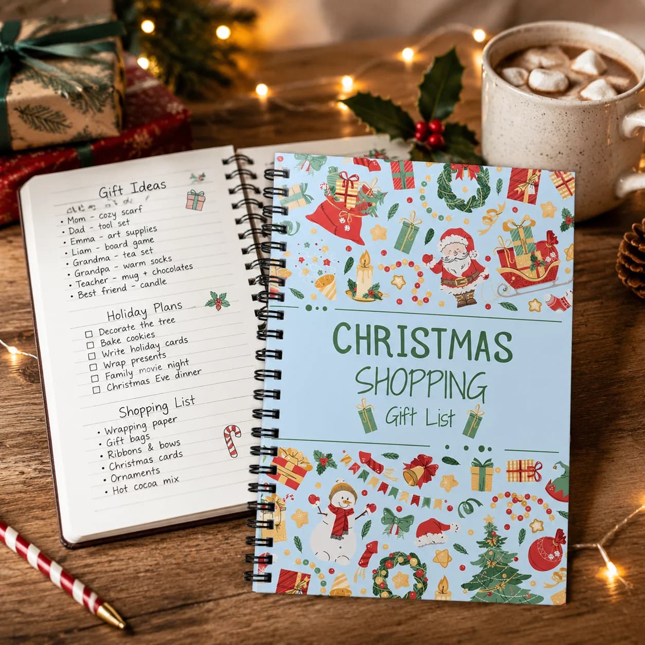 1pc Christmas Shopping List Notebook Portable Paper Holiday Planner Organizer for Family Event Planning Durable Stationery