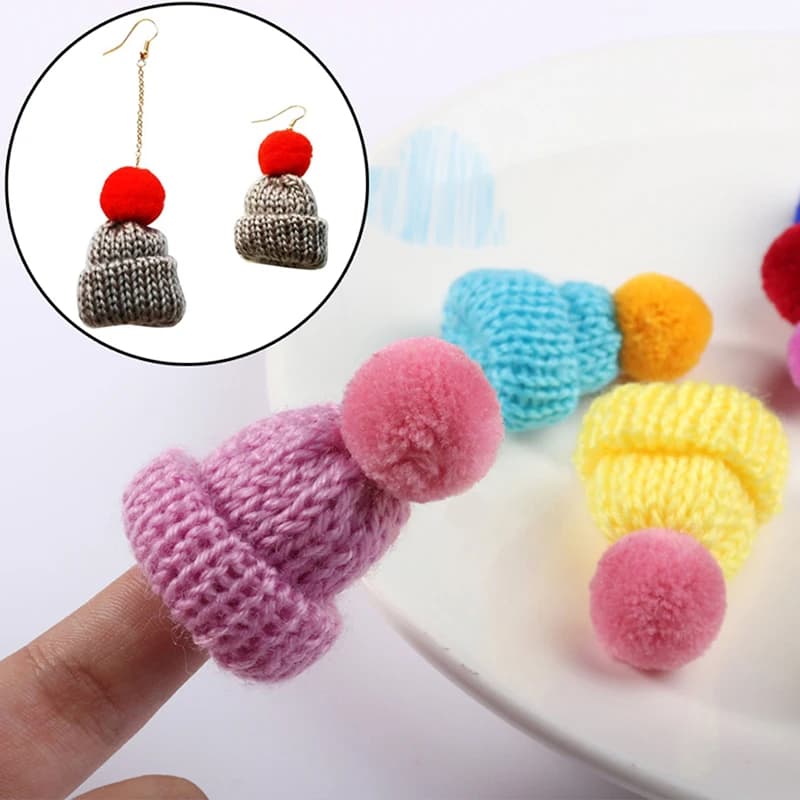 Xm 10 Pz Mini FAI DA TE piccolo cappello giocattolo cappello accessori Mini Cappello Berretto Copricapi 3.5 CM Indumento Bambola Materiali Artigianali Filato di Lana Misto