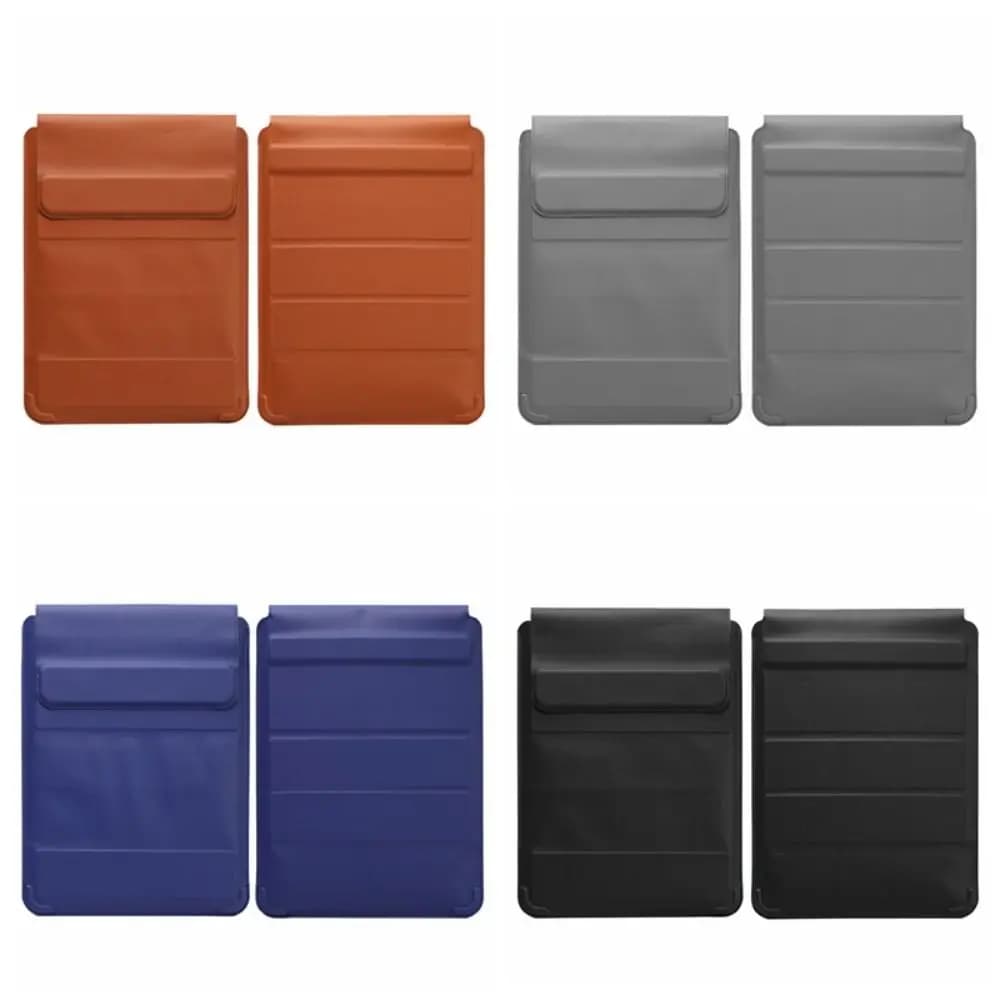 Custodia Pieghevole per Laptop con Chiusura Automatica, Borsa Multifunzione con Supporto Integrato, per Notebook in Pelle da 13-14/15-16 Pollici
