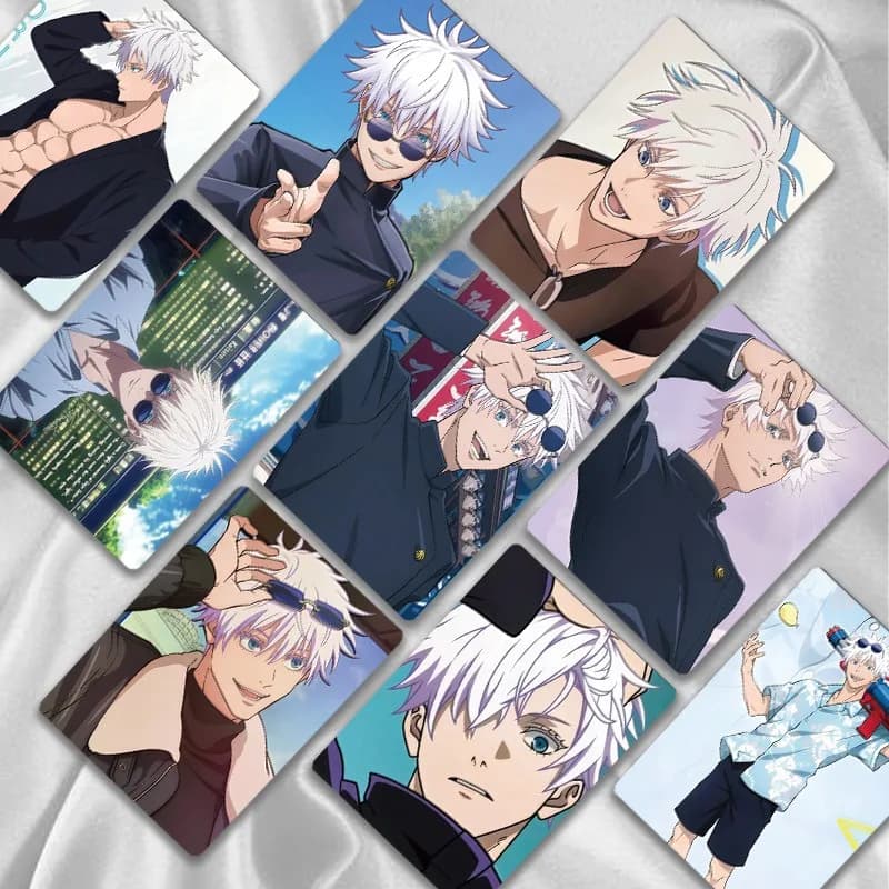 55 Carte da Collezione Jujutsu Kaisen Anime Giapponese Laser, Piccole Carte da Gioco, Cartoline, Messaggi, Foto, Regalo per Fan, Carte Gojo