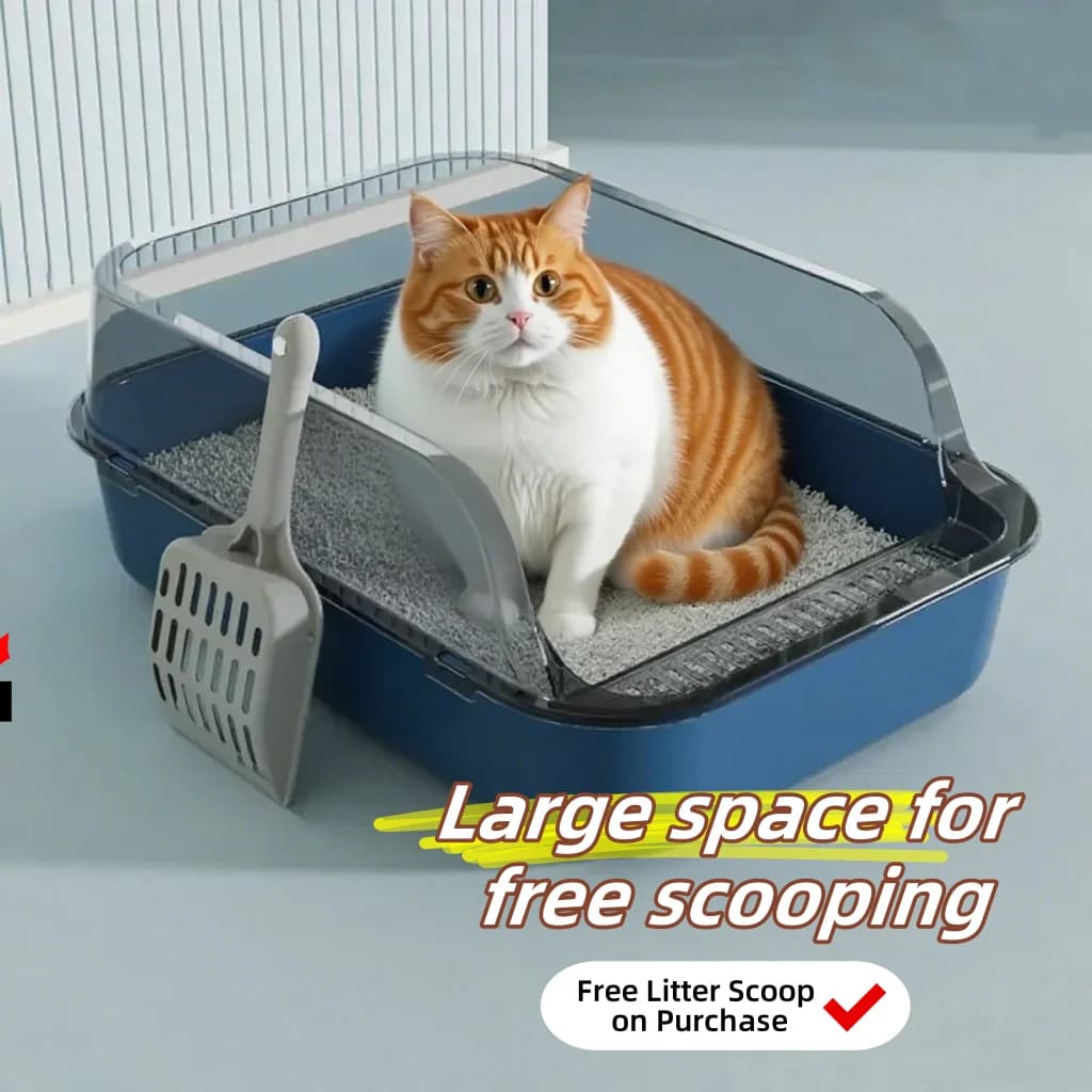 VOpen Top Cat Litter Box Bedpan Splashproof with High Side Kitten Litter Pan Kitten Toilet for Small Pets Rabbit Indoor Cats Pet