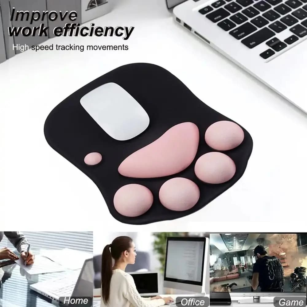 Tappetino per mouse 3D a forma di zampa di gatto, creativo, con poggiapolsi, tappetino per mouse da gaming, simpatico e artistico, per ufficio