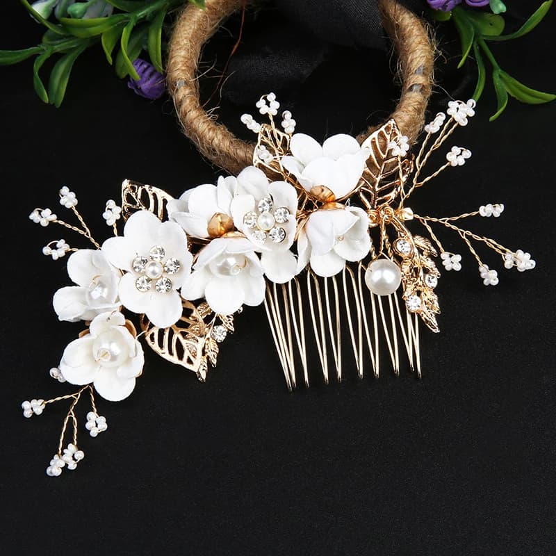 Fascia per capelli da principessa, corona, gioielli da sposa, accessorio per capelli da donna, pettine per capelli con perle e strass, fermaglio floreale da sposa, fermaglio per capelli