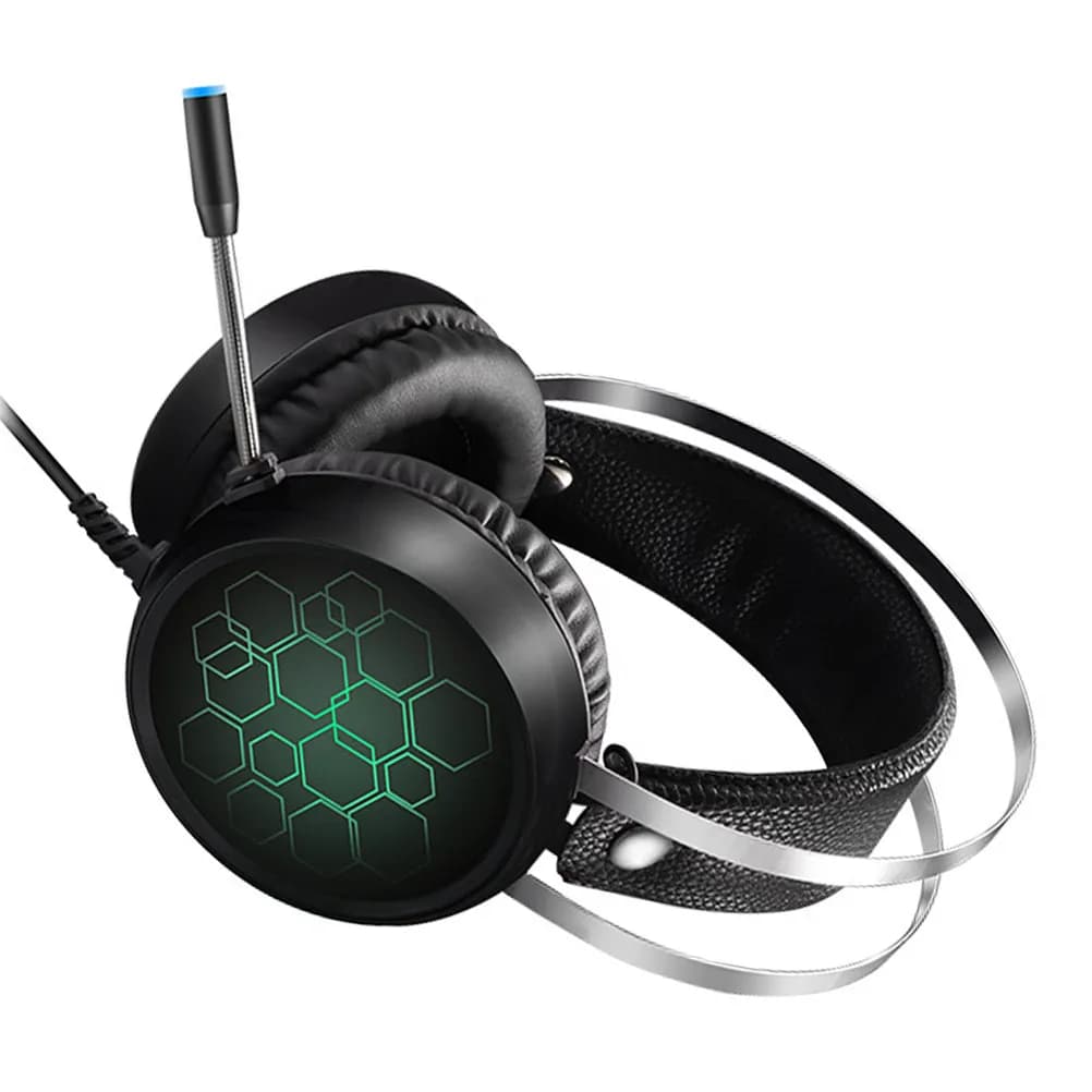 Cuffie da Gaming Cablate Over-Ear con Illuminazione RGB, Microfono Lungo con Riduzione del Rumore, Audio Surround, Comode Cuffie per Computer