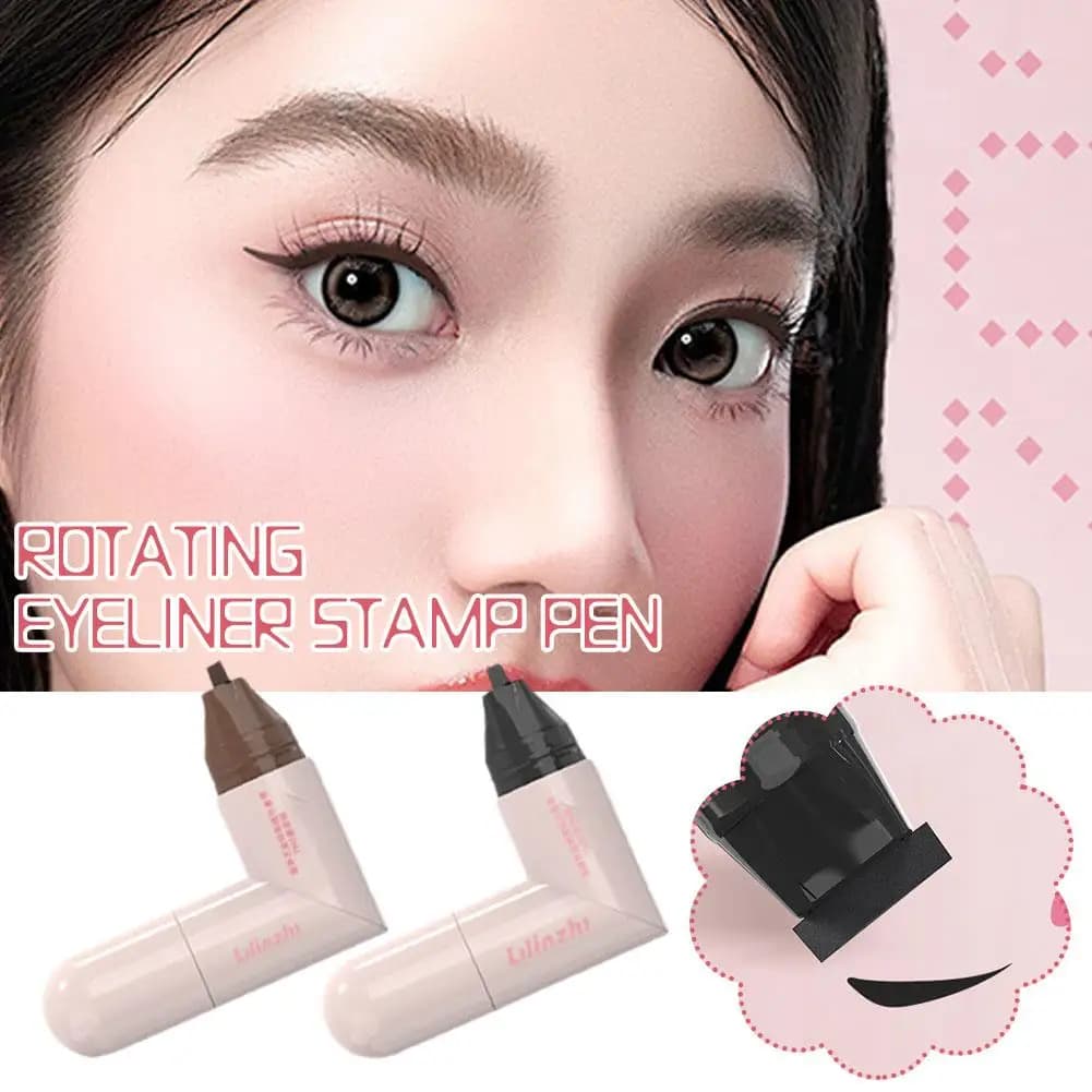 Eyeliner with Double Head Rotating Seal Natural Durable Makeup Brown Waterproof Women Eyeliner Pen sweat resistant Double Head Black C6O2