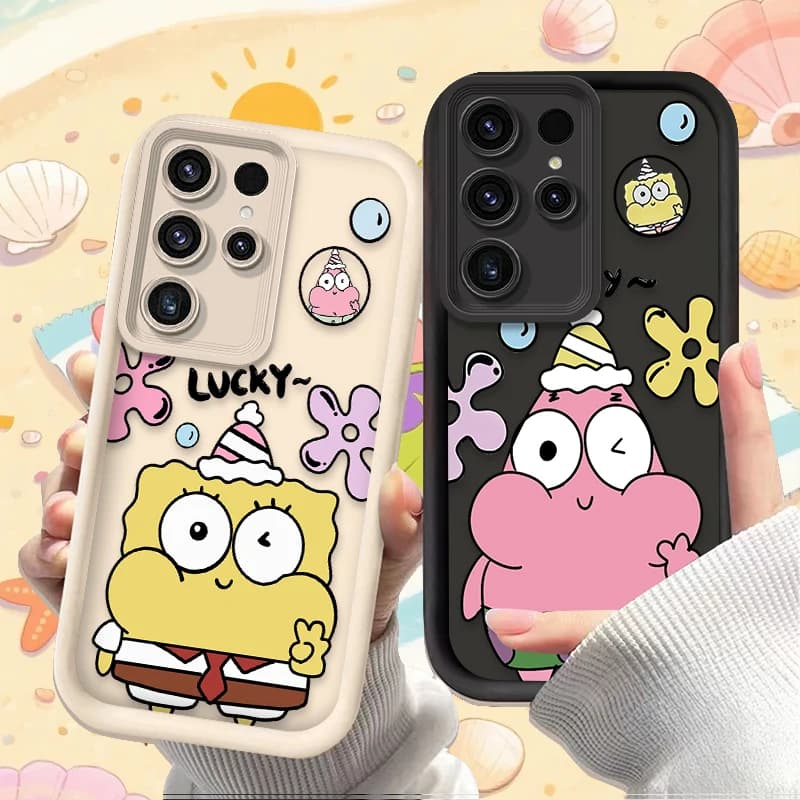 SpongeBob printing case for IPhone 17 Air 16 16 E 15 14 13 12 11 Pro Max X XS Max XR SE 2020 SE4 7 8 Full shockproof cover