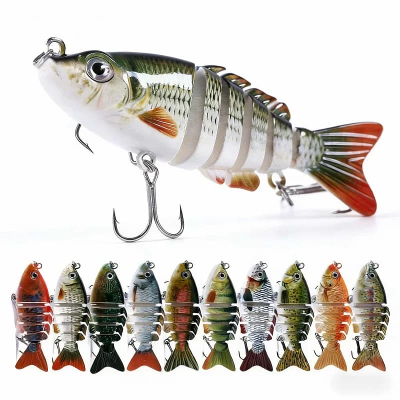 Artificial bait 13g 8cm with double hook and 3D eyes, rigid bait simulated for perch and red snapper, suitable for fishing in fresh and salt water