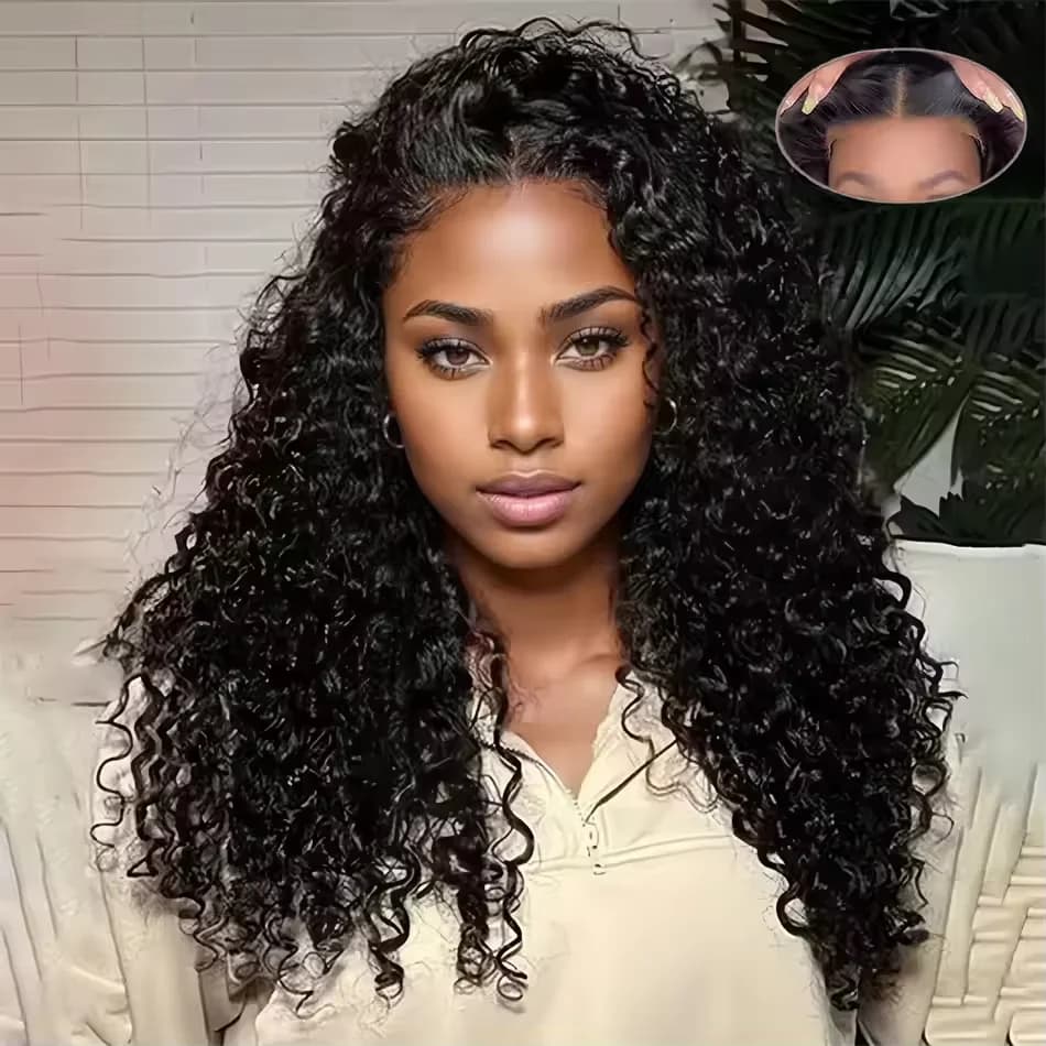 6x4 5x5 Glueless Curly Wigs Pre Cut No Glue Deep Water Wave Human Hair Ready To Wear Frontal Wigs For Women Pre Plucked