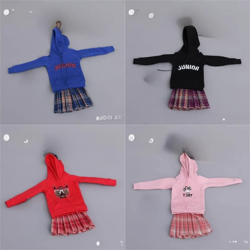 Cdtoys Felpa con cappuccio soldato femminile in scala 1/6 con cappello Gonna corta Modello di vestiti per figure giocattolo da 12 pollici Accessorio per bambole corpo