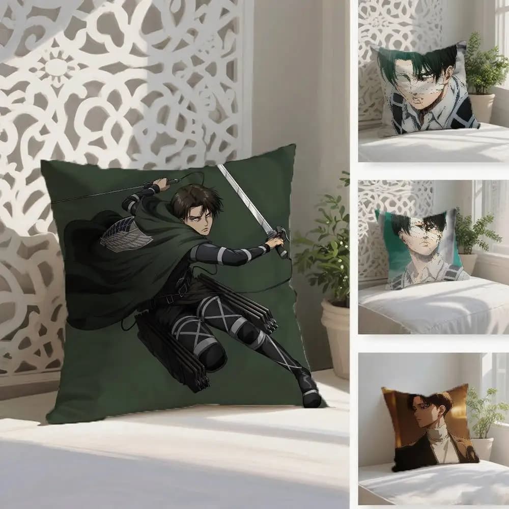 1pc Levi Ackerman Attack On Titan Federa Anti-polvere Federa Cerniera Invisibile Setosa Breve Peluche Divano Fodere Per Cuscini