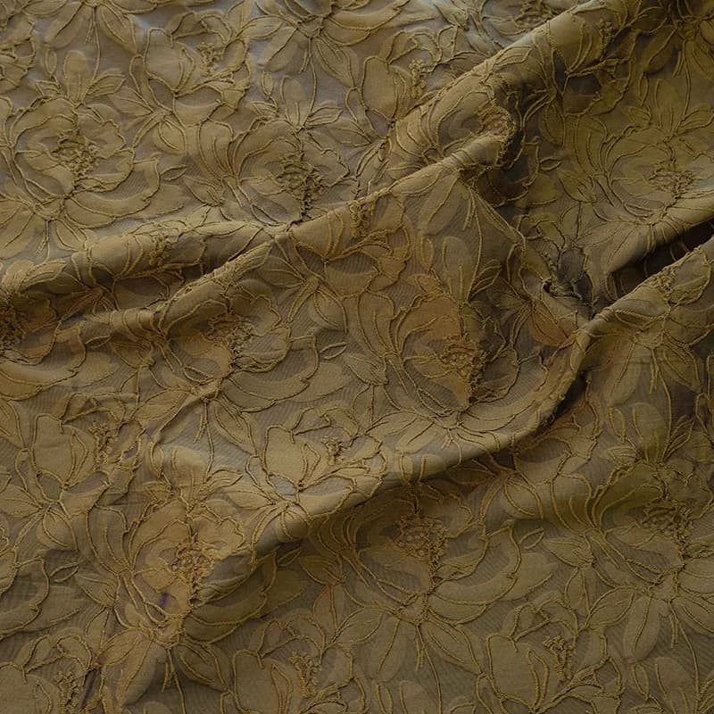 Brown Textured Jacquard Fabric for Clothing Dress Windbreaker Upholstery Designer Diy Sewing Material Cloth Handmade Wholesale