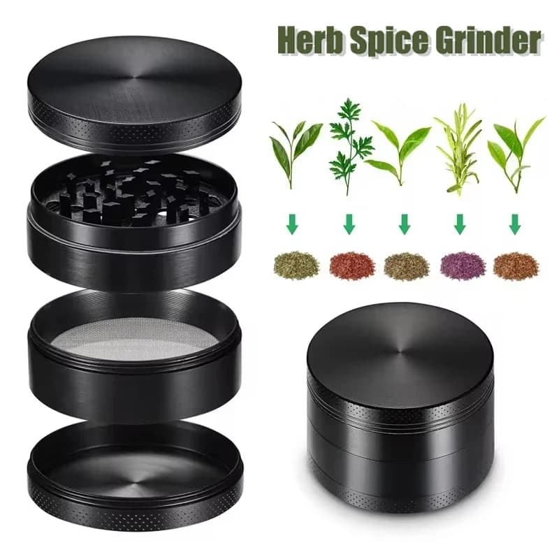 Grinder per Erbe Personalizzabile da 40mm, Macina Spezie Manuale in Metallo a 4 Strati, Mortaio per Sale, Tabacco Grezzo, Strumento per Fumatori