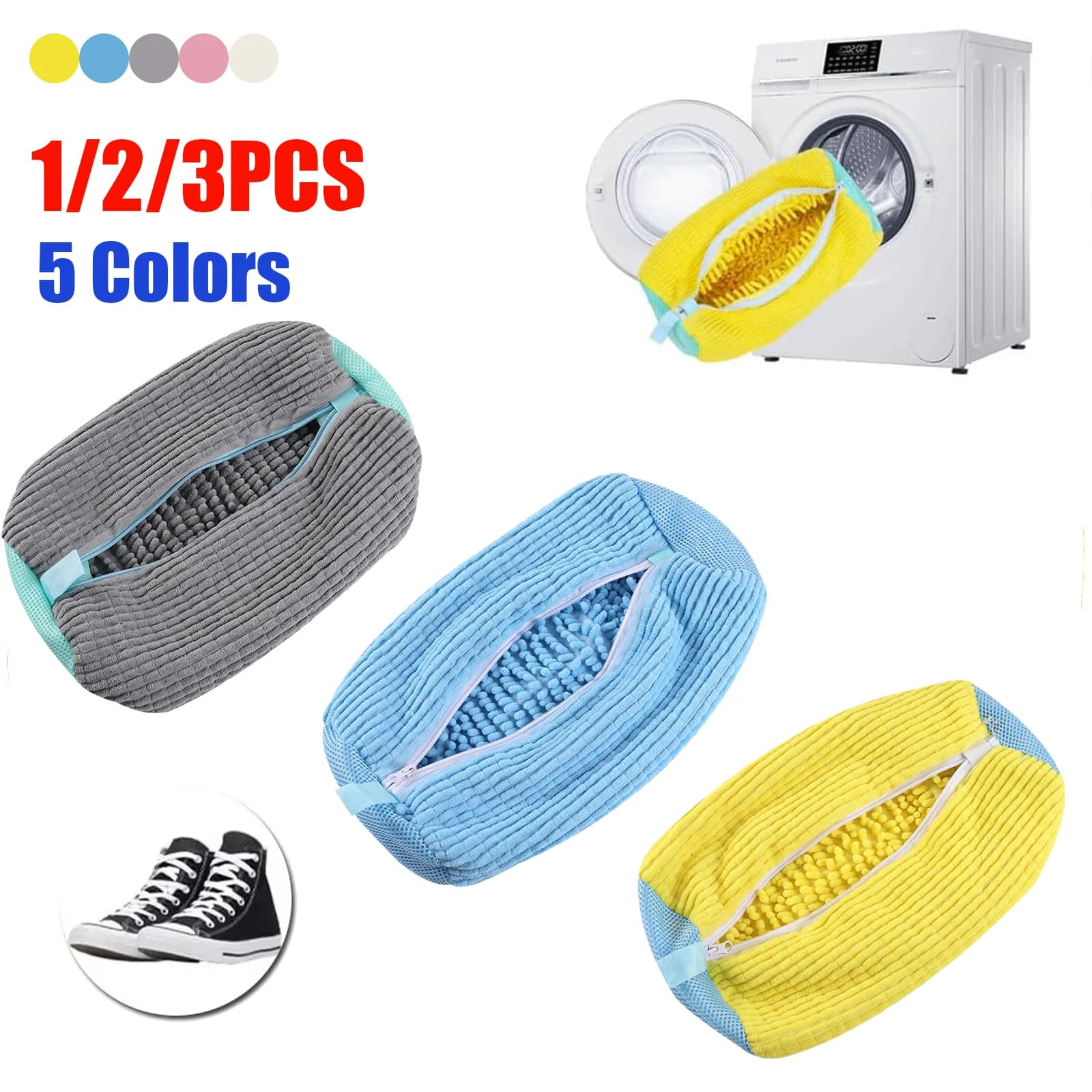 Reusable Shoe Bag for Wash Durable Cotton Layered Shoes Bag For All Sizes and Types of Shoes, Portable Shoe Washer Tool