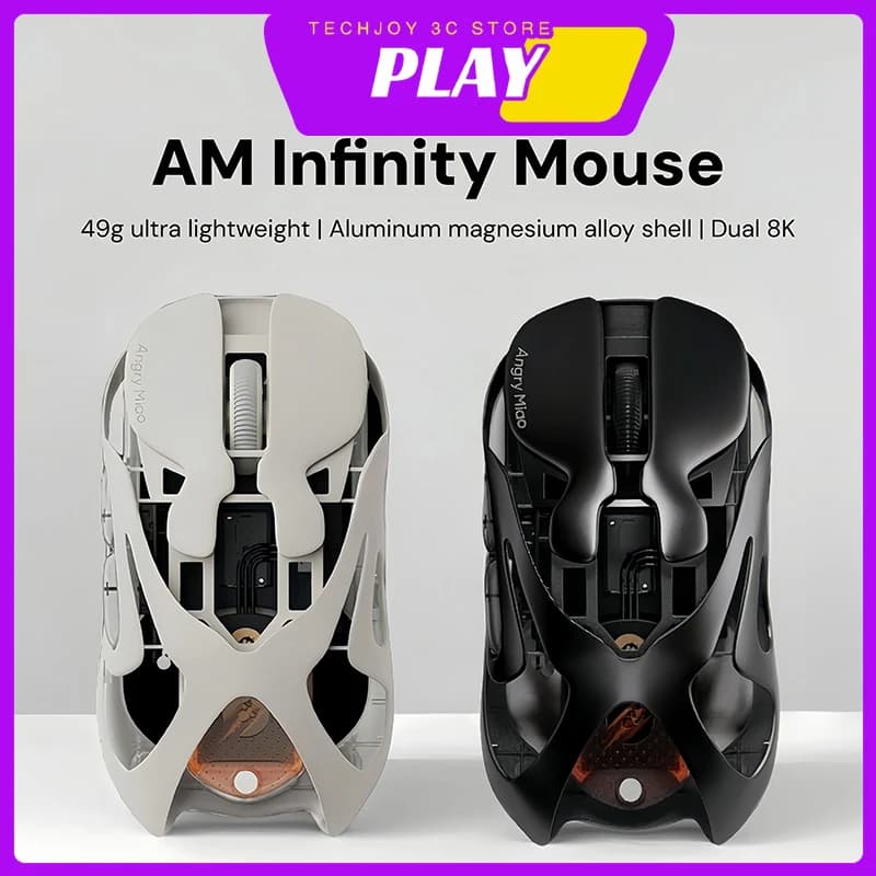 Angry Miao AM Infinity Mouse Tri-Mode Paw3950 8000Hz Light Aluminum Wire and Magnesium Wireless Gaming Mouse PC Accessories
