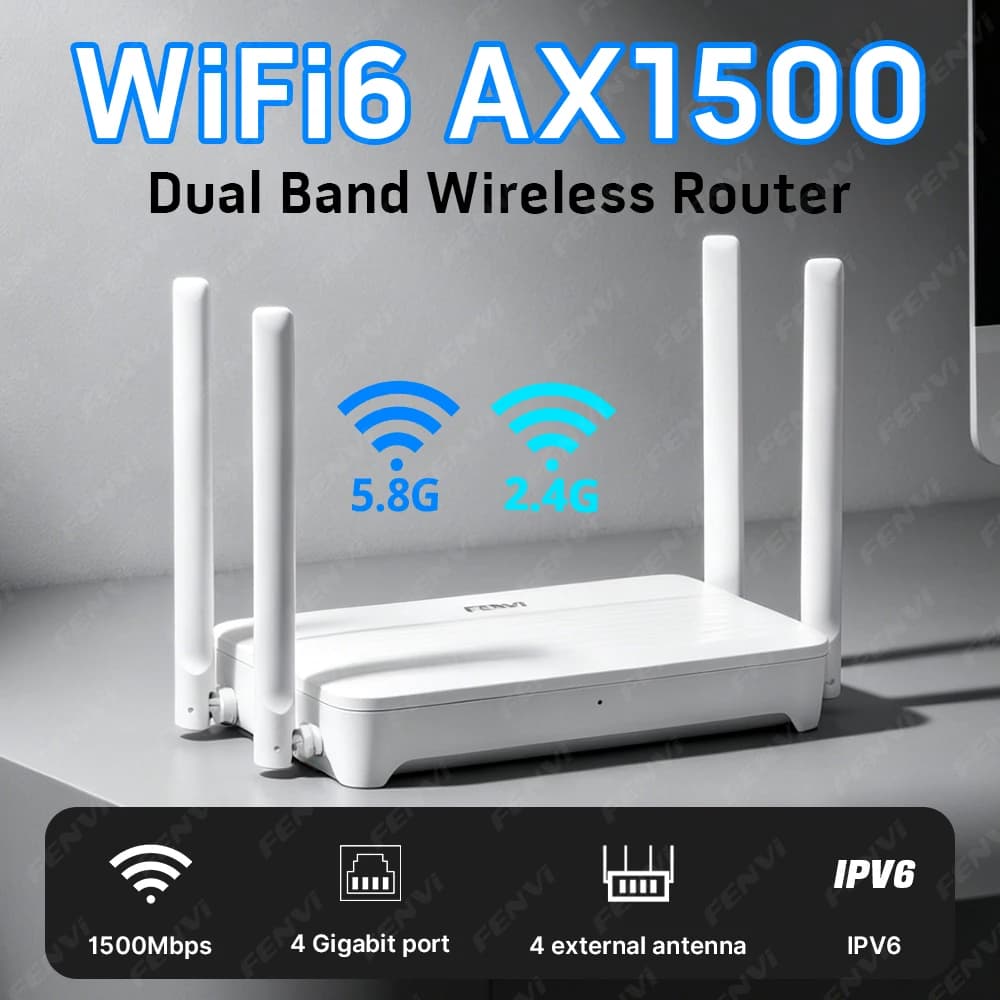 Router WiFi 6 AX1500 Gigabit, Amplificatore di Segnale Wireless 1500M Dual Band 2.4G/5GHz, Estensore WiFi, Booster 802.11AX
