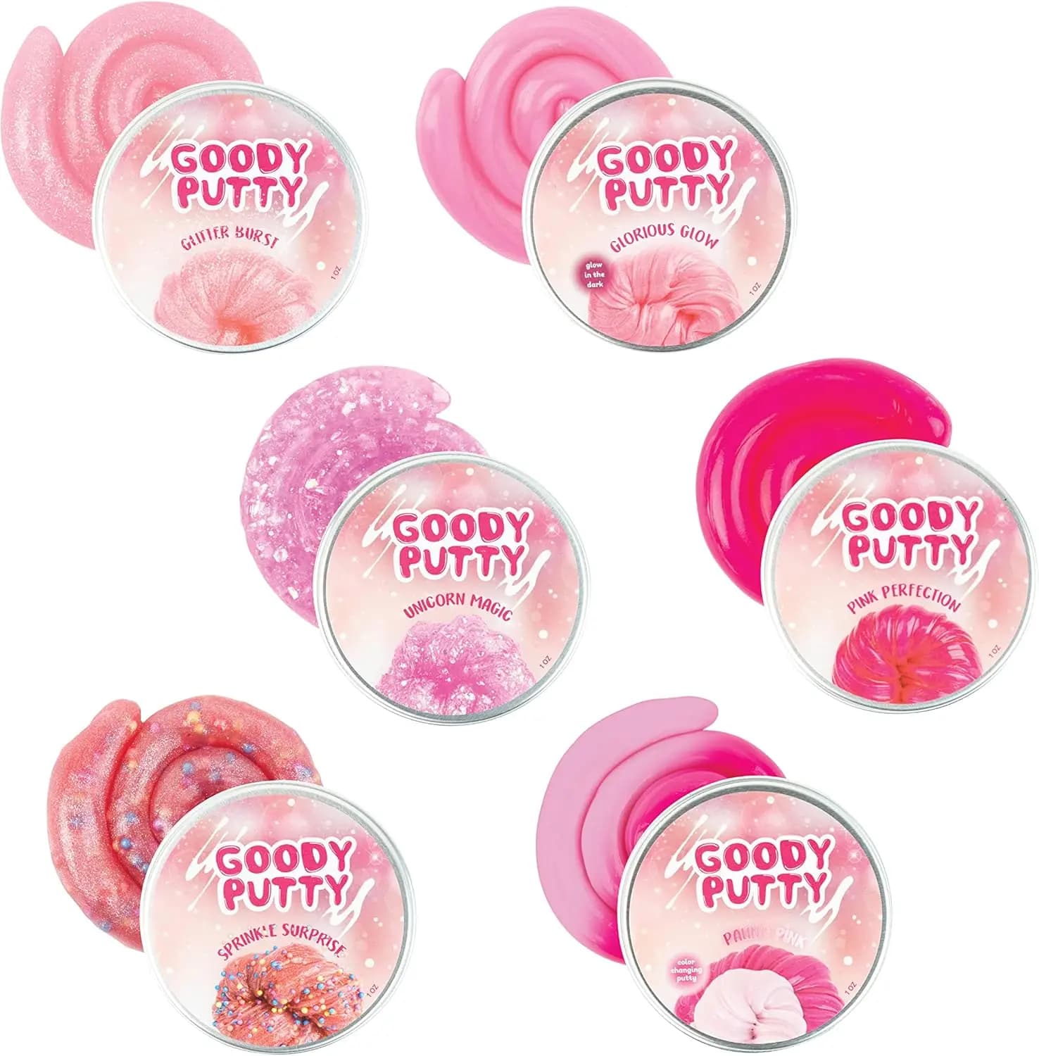 Set di Slime Rosa - 6 Divertenti Giocattoli Sensoriali per Ragazze, Luminosi e che Cambiano Colore