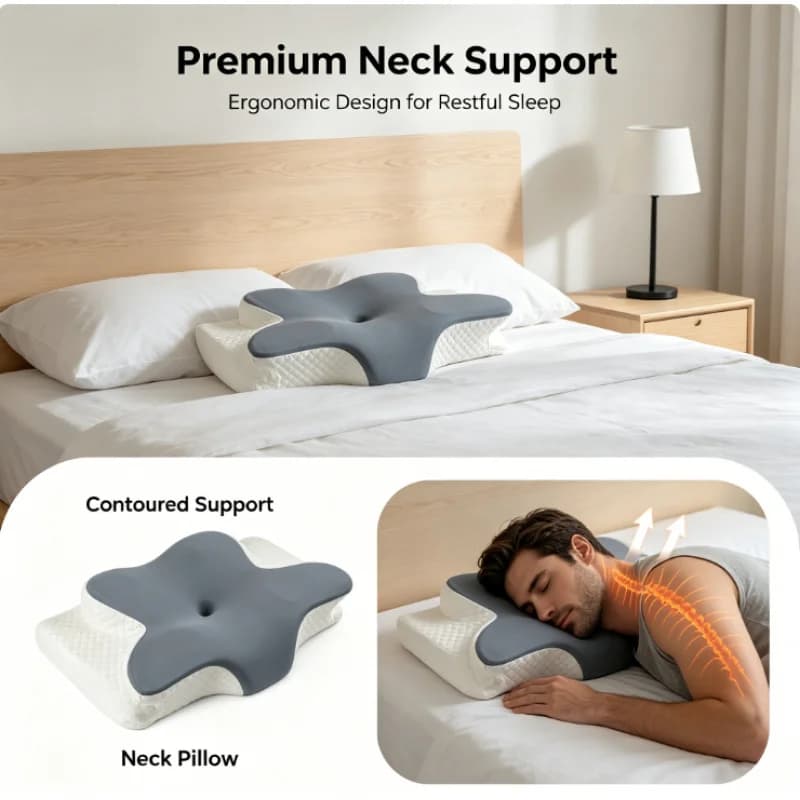 Nuovo Cuscino Cervicale a Forma di Farfalla in Memory Foam 2026, a Lento Ritorno, per Alleviare il Dolore al Collo, per Letto, Divano e Viaggi
