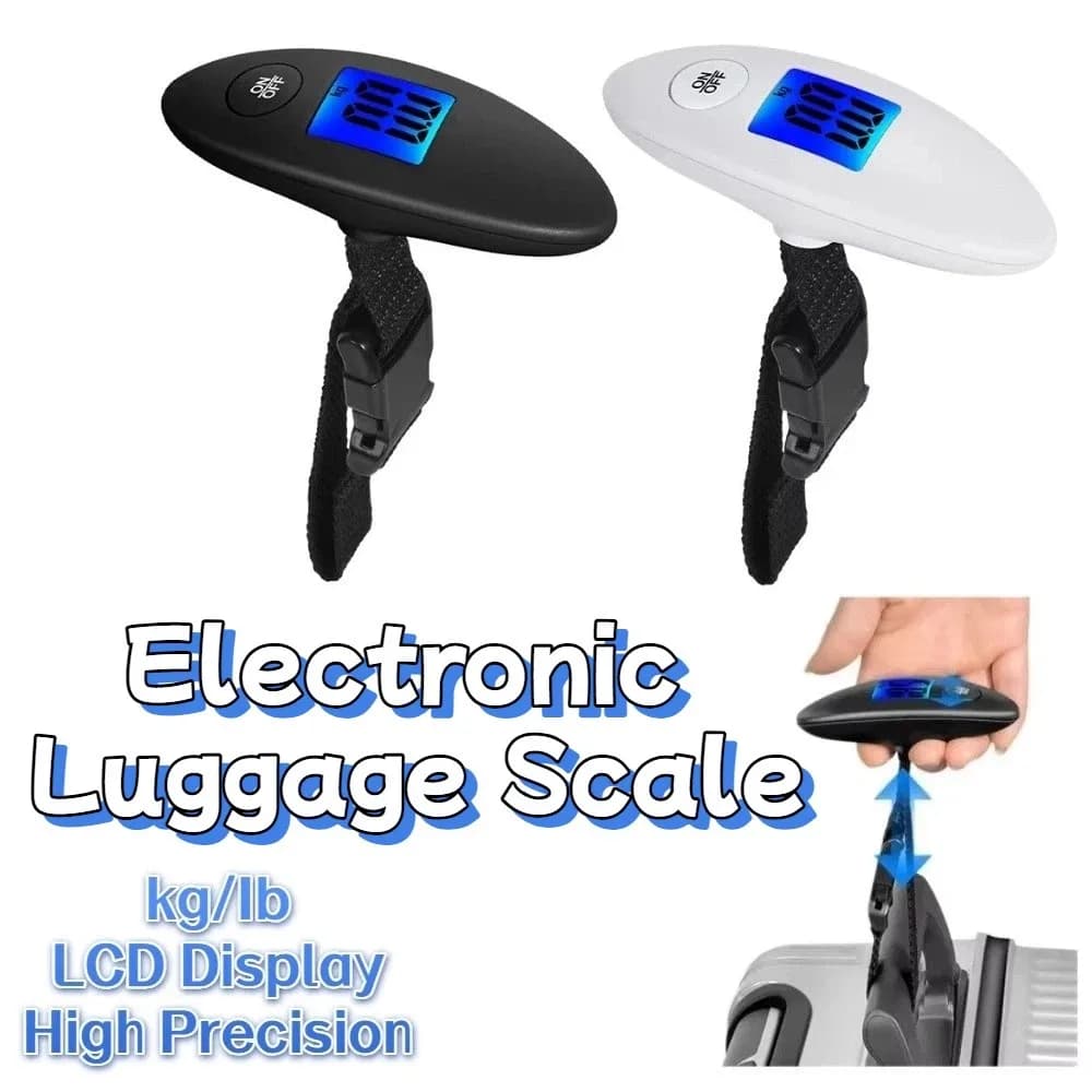 Bilancia Elettronica per Bagagli a Forma di Fuso con Display LCD kg/Ib, Mini Bilancia Portatile e Resistente per Valigie da Viaggio