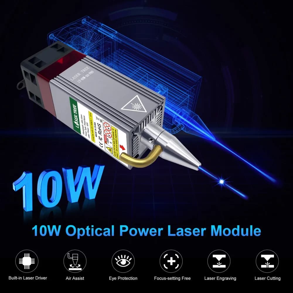 Blue 20 W 455 nm diode laser module kit with air support – for acrylic wood engraving with CNC router