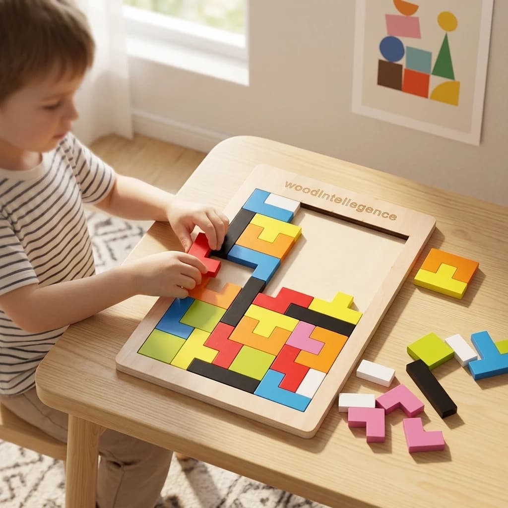 Gioco di Blocchi di Legno Russi, Puzzle a Forme Variabili, Blocchi per Costruzioni, Gioco da Tavolo Educativo per Bambini