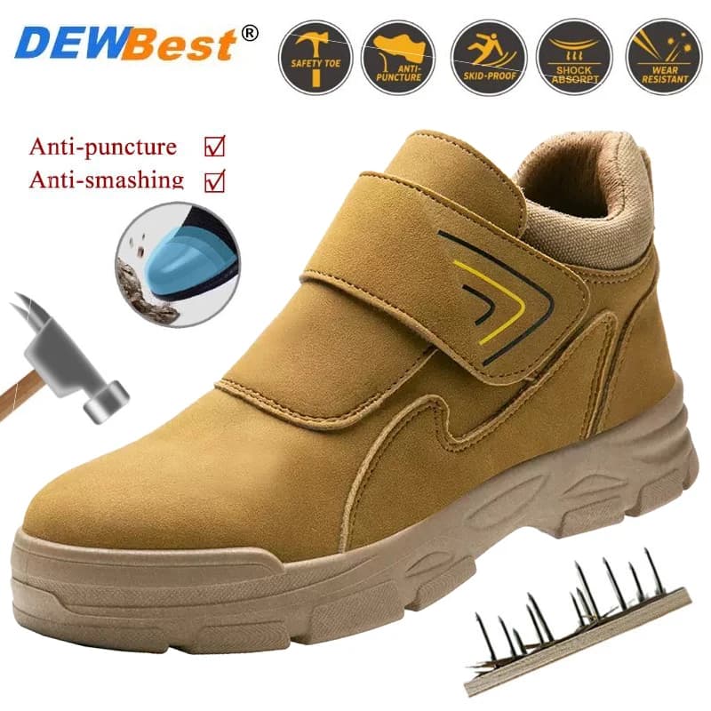 Stivali da saldatura da uomo per tutte le stagioni con design pull-on: calzature di sicurezza per l'edilizia con resistenza agli urti, alle forature e al calore