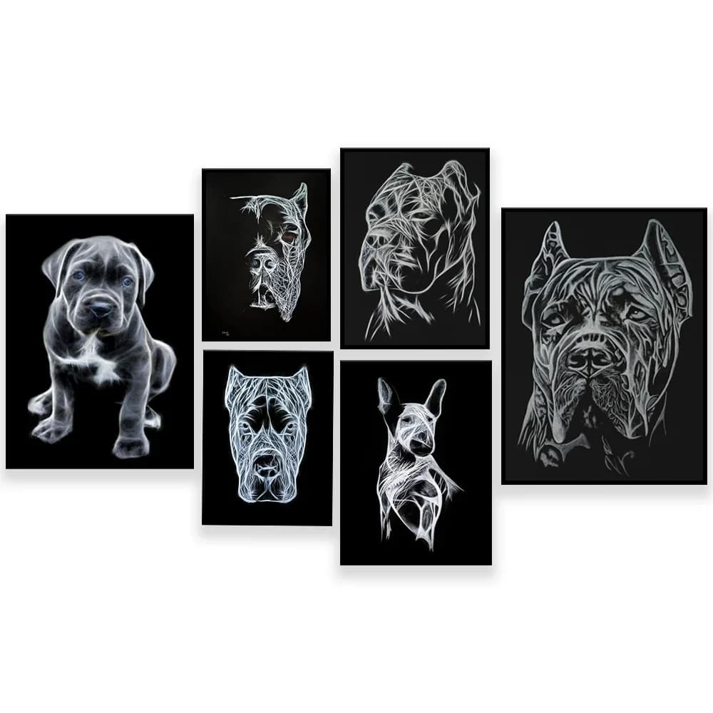 Bullterrier, Cane Corso Pittura acrilica Stampa Animali di arte spirituale moderna, Illustrazioni, Regali per gli amanti dei cani, Ritratti di animali domestici