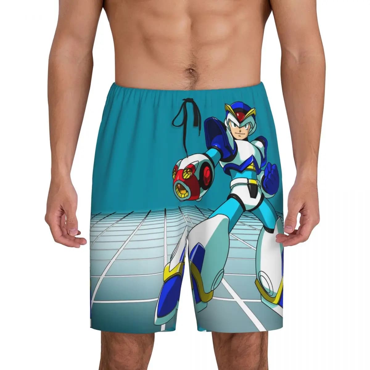Pantaloncini da Pigiama Personalizzati Mega Man, Abbigliamento da Notte per Uomo, Pantaloncini Comodi per Dormire