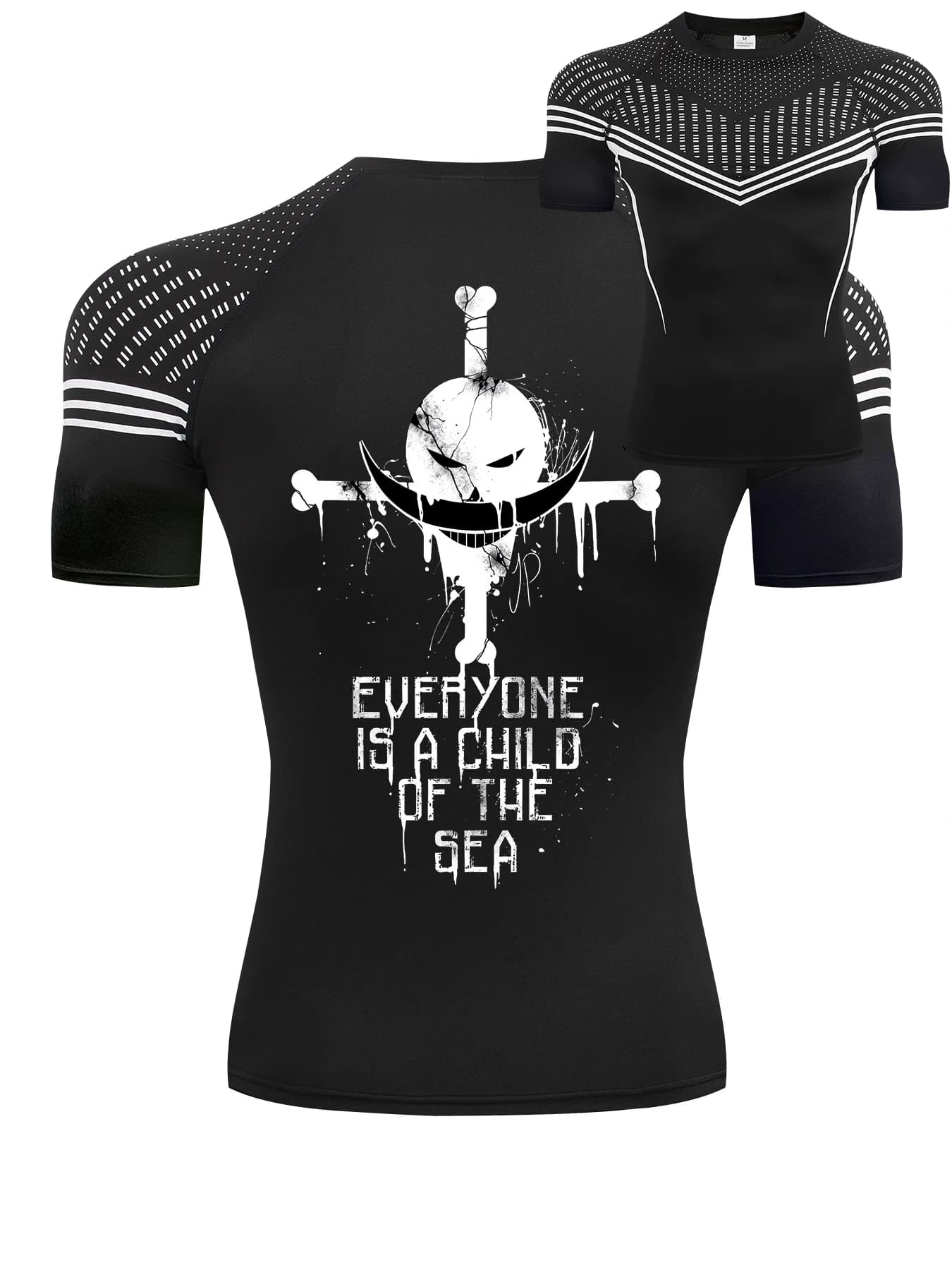 One Piece Anime Striped Men's Sports T-shirt Printed Fitness Quick Drying Sweatshirt Comfortable and Breathable for Street Wear