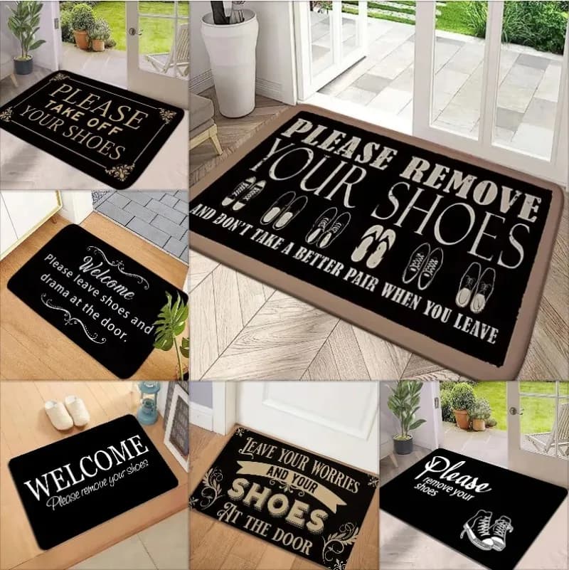 Welcome Carpet with Motive 'Learn Shoes', Anti-slip Mat for Living Room, Bedroom Decoration