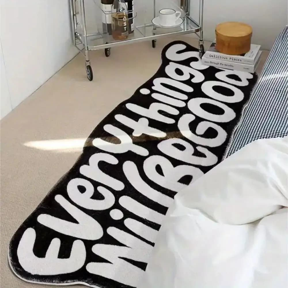 VIKAMA Tappeto con motivo a strisce alfabetiche Soggiorno, camera da letto, zerbino d'ingresso Tappeto decorativo per la casa morbido, confortevole e delicato sulla pelle