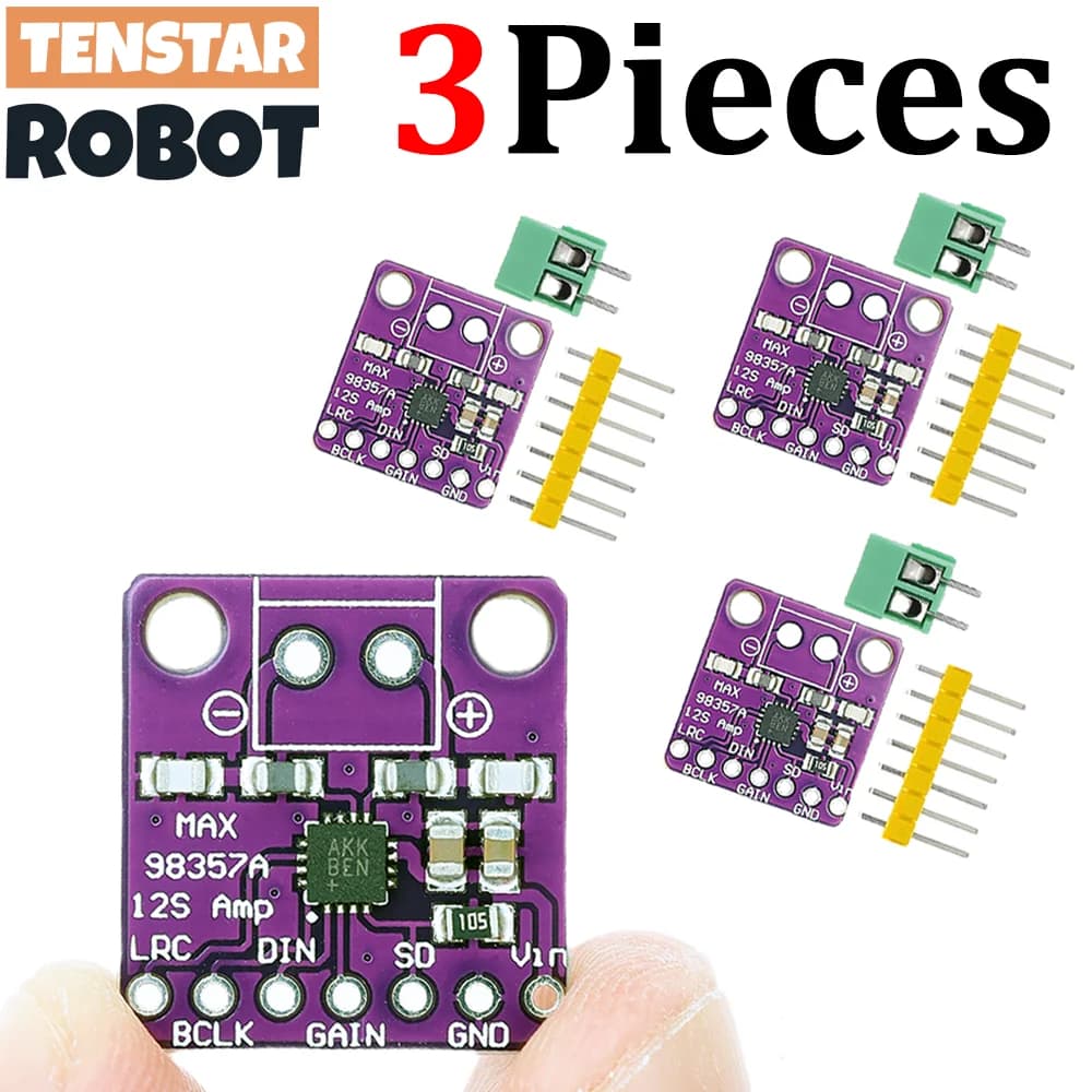 TENSTAR 3 pcs Max98357 I2S 3 W Class D Amplifier Breakout Interface Dac Audio Non-Filter Decode Module For Raspberry Pi Esp32