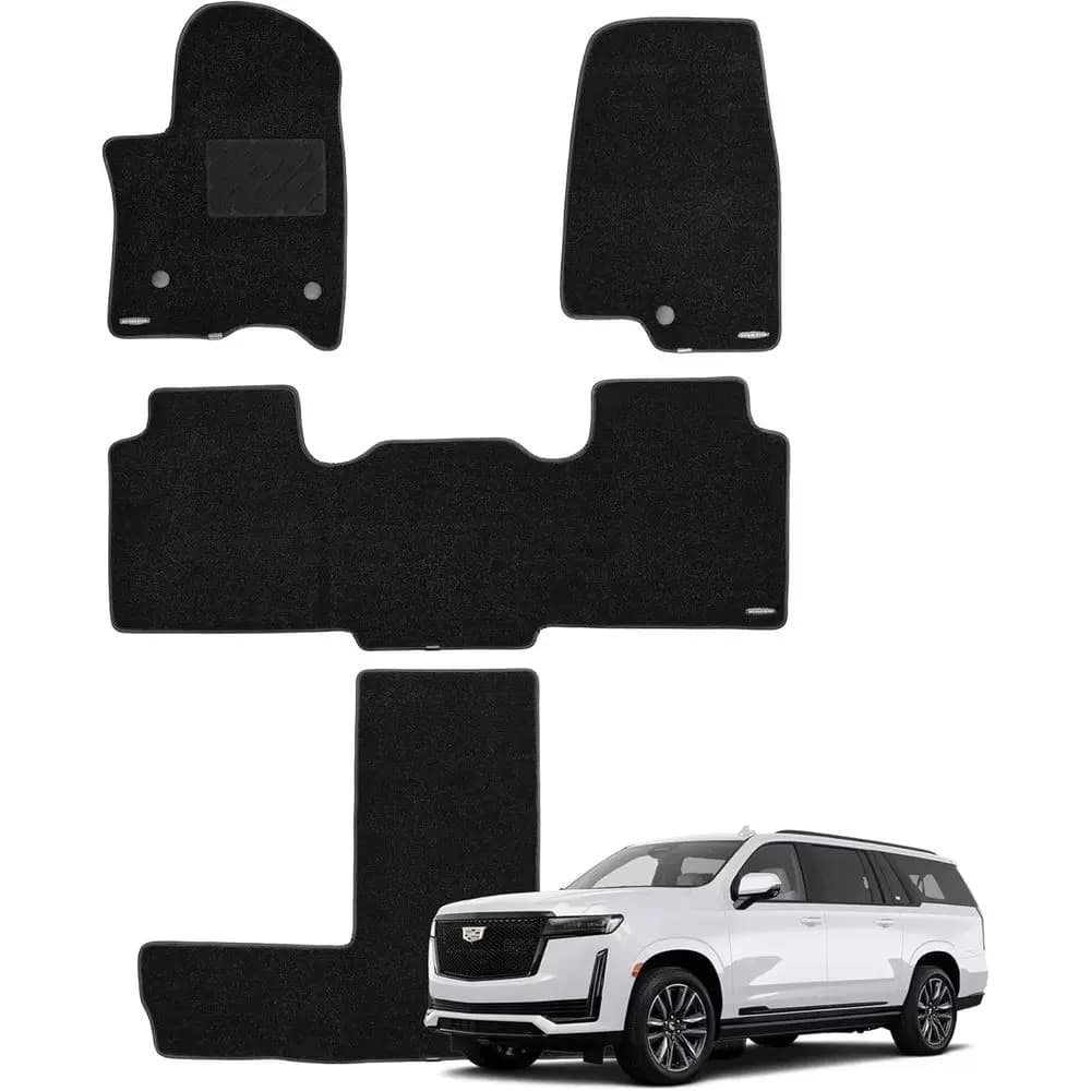 Tappetini in moquette per Cadillac Escalade ESV 7 posti 2021-2025 (non per 8 posti), 0,6 pollici ultra spesso, antirumore, per tutte le stagioni