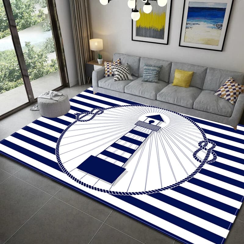 Striscia blu scuro oceano faro Area tappeto Anchor Boat Decor tappeto tappetino tappeto morbido per soggiorno bagno cucina