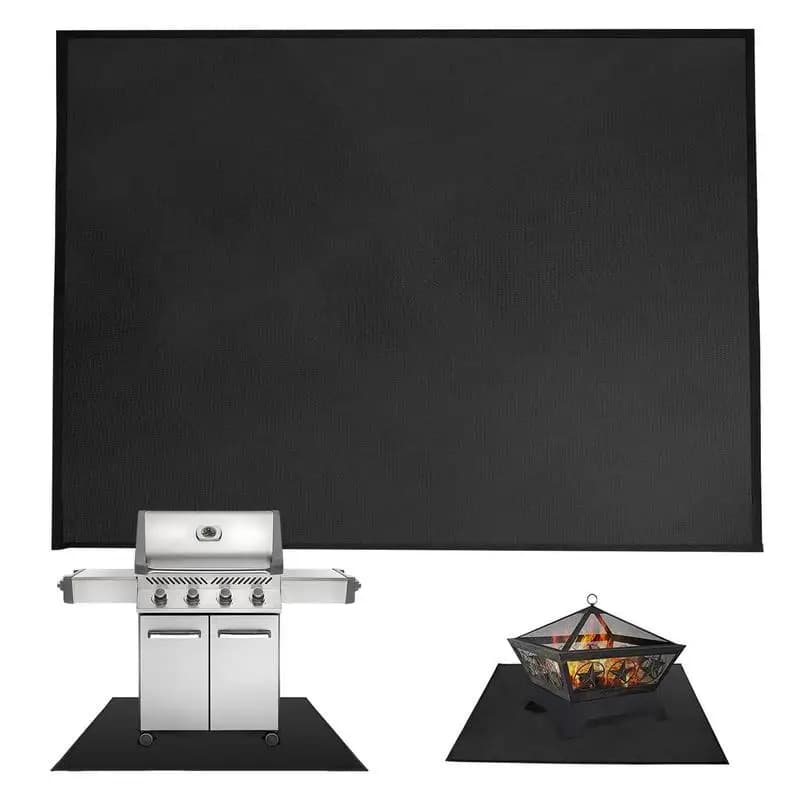 Under Grill Mat for Outdoor Charcoal Gas Grill Smoker Heat Resistant BBQ Fireproof Mat for Patio Lawn Garden Floor