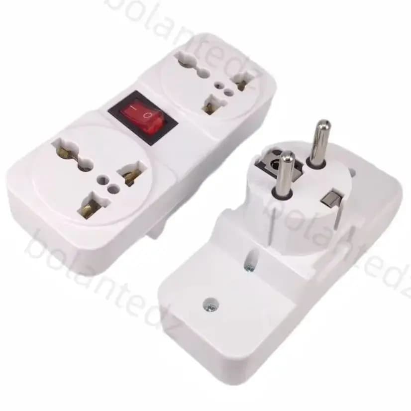 White Portable 250V 6/10A universal travel adaptor socket Europe extension socket power converter plug with on off light switch