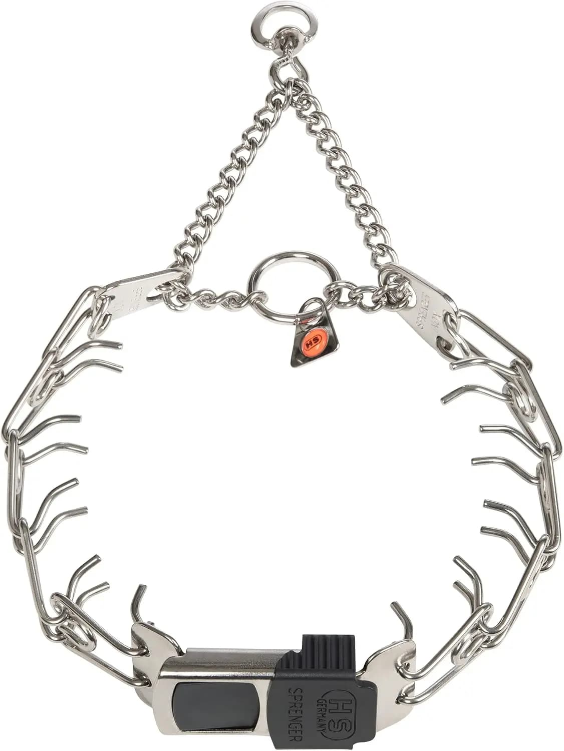 Herm Sprenger Dog Training Prong Collar with Quick Release Cliclock Buckle & Swivel Ring | Adjustable Length German Made Stainless Steel Collar for Small to Medium Dogs Up to 15" Neck (2.25mm Prongs)